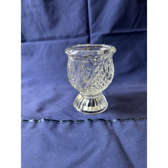 Vintage Crystal Cut Glass Goblet Candle Holder Elegant Timeless Holiday Dining - Picture 2 of 7